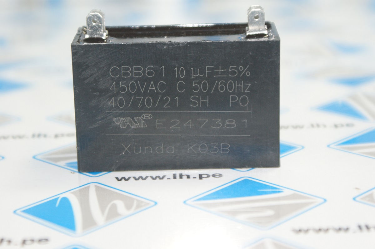 CBB61 10uF 450VAC            Condensador para motor CBB61 10uf 450VAC,  50/60Hz